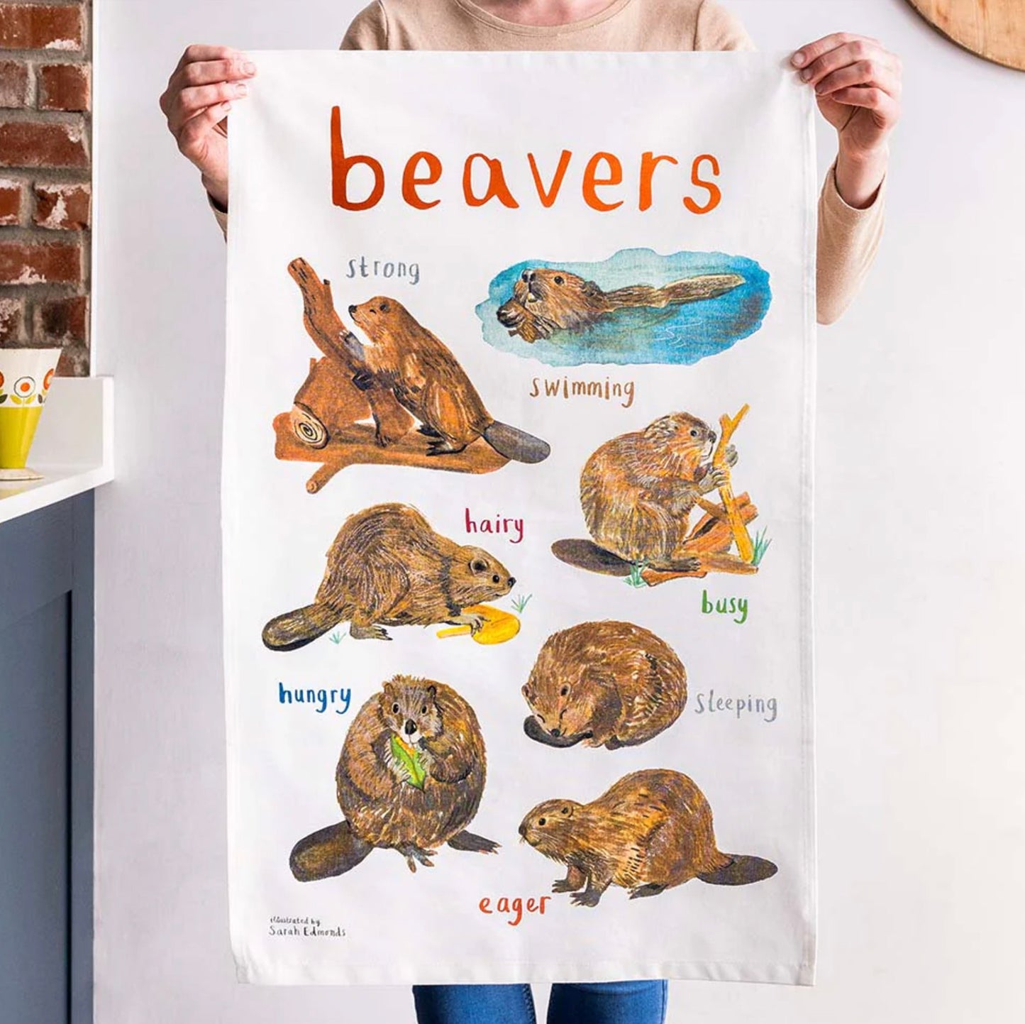 Sarah Edmonds Beavers Tea Towel