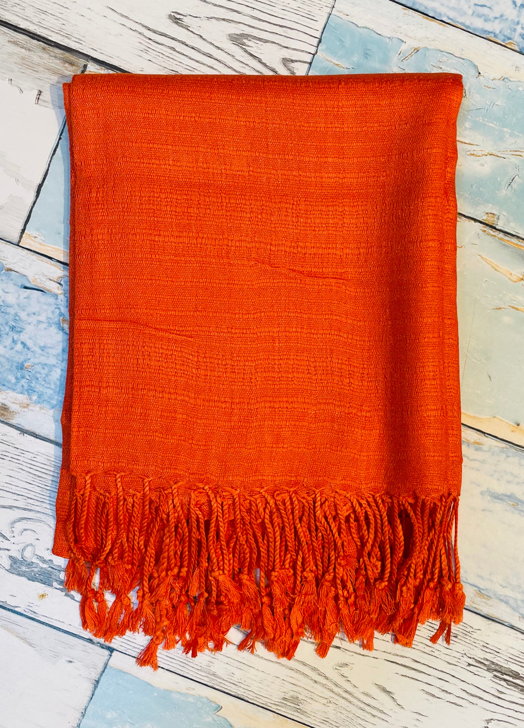 Bright Orange Textured Silk Scarf