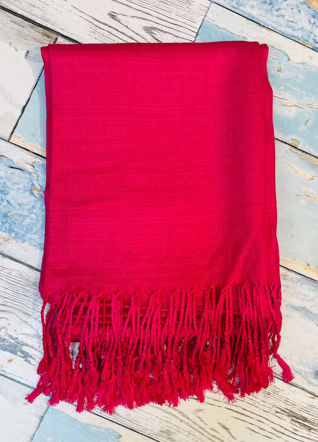 Fuchsia Pink Textured Silk Scarf