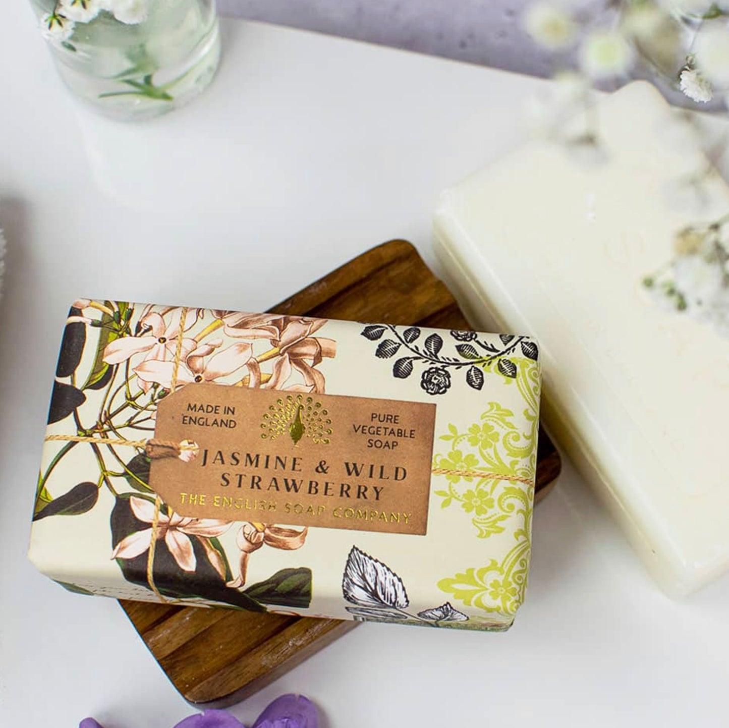Luxury Jasmine and Wild Strawberry fragranced soap bar