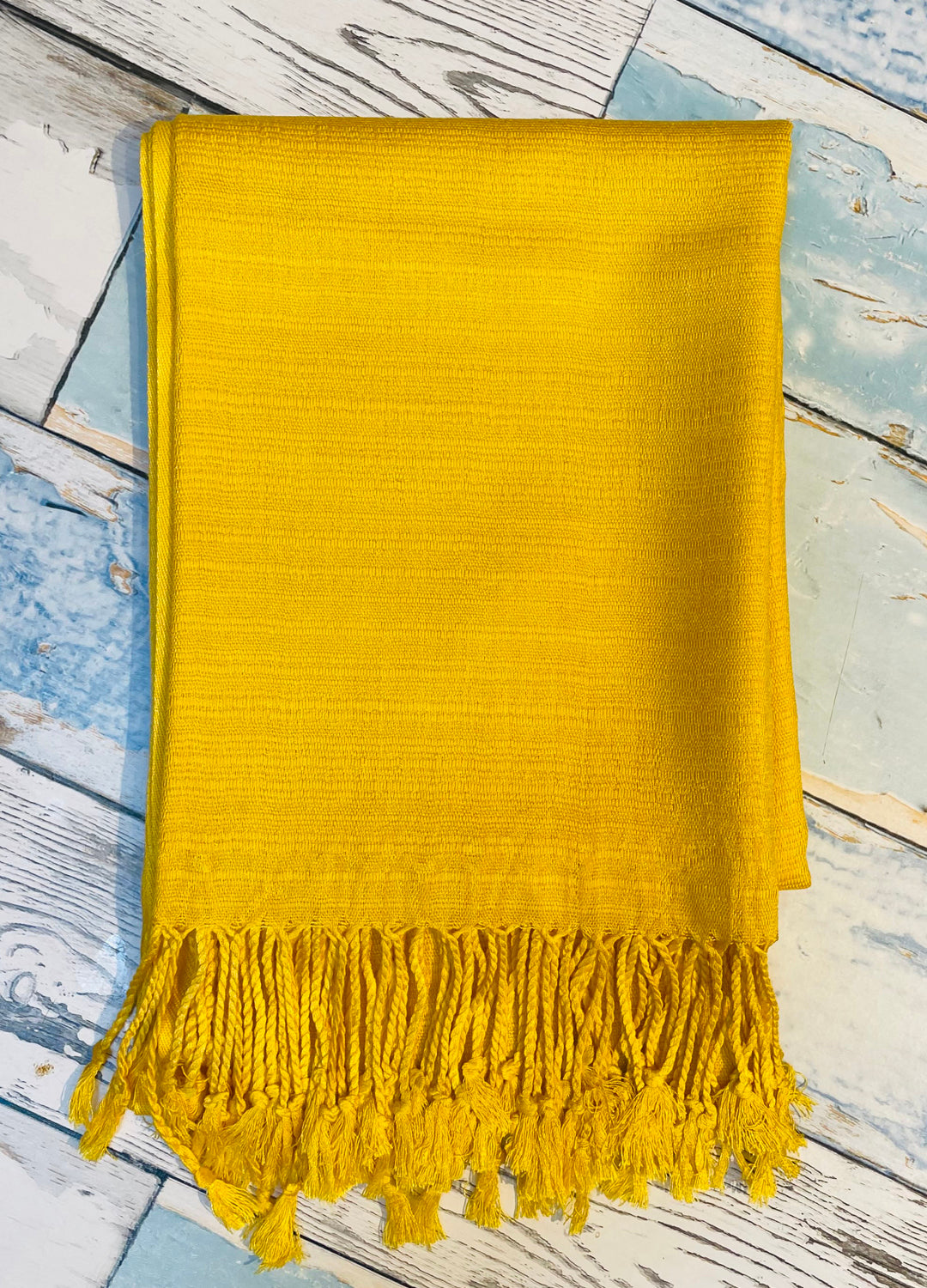 Mustard Yellow Textured Silk Scarf