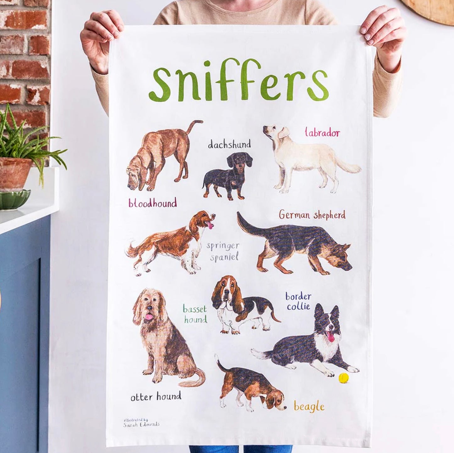 Sarah Edmonds Sniffers Tea Towel