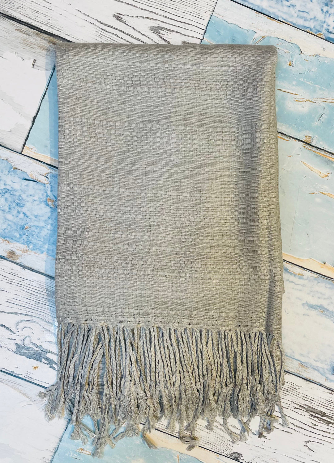 Soft Grey Textured Silk Scarf