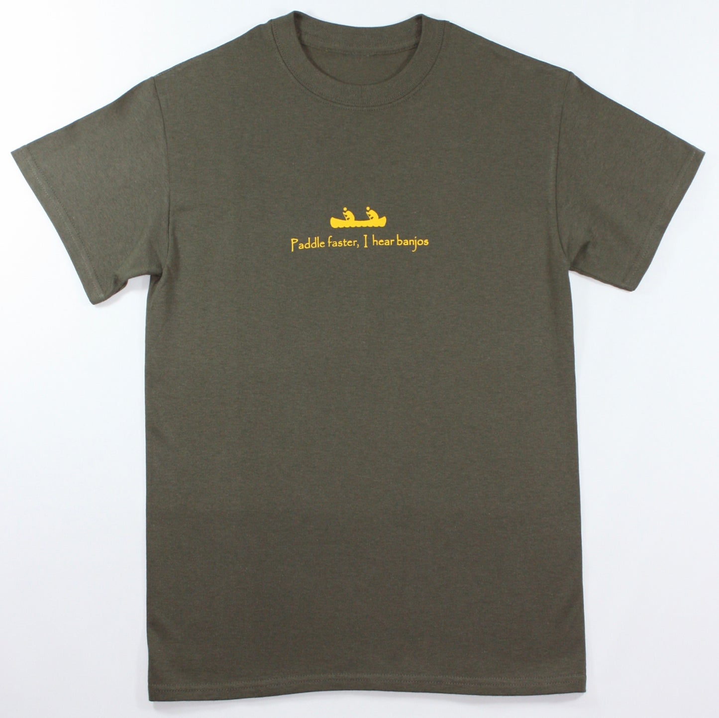 Paddle Faster Olive Green Novelty T Shirt