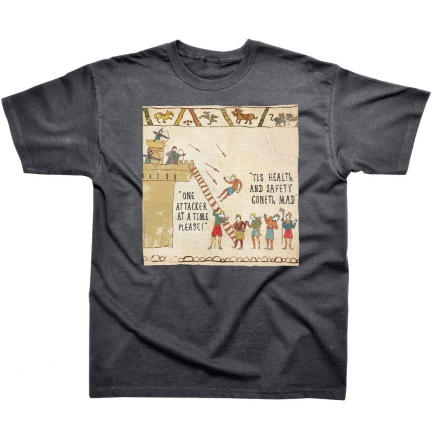 Hysterical Heritage Health and Safety Blue Marl T Shirt
