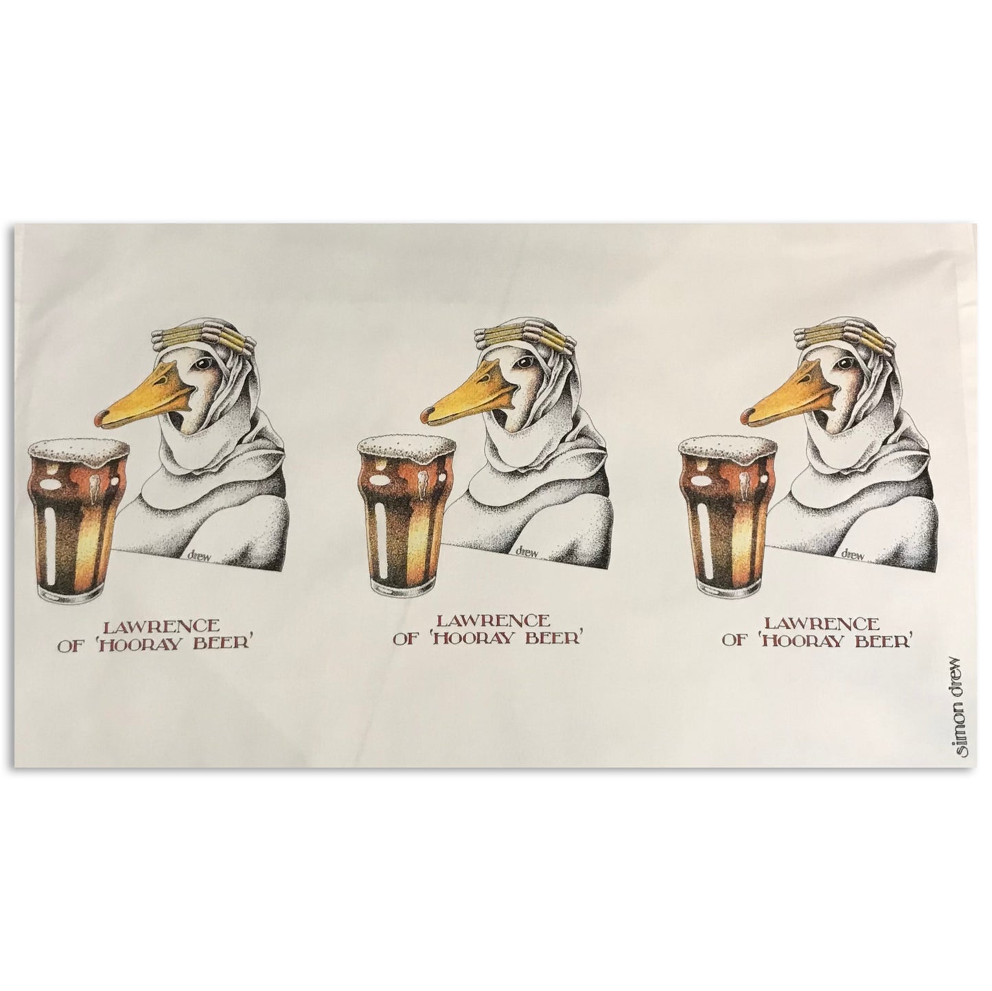 Simon Drew Hooray Beer Tea Towel