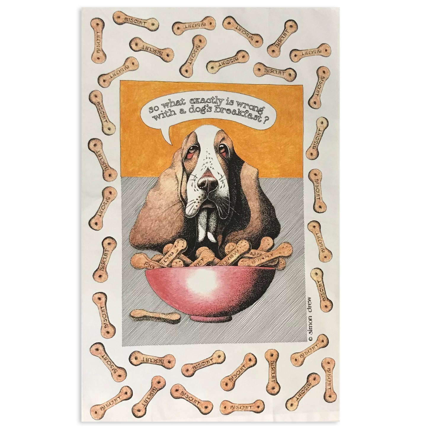 Simon Drew Dog's Breakfast Tea Towel
