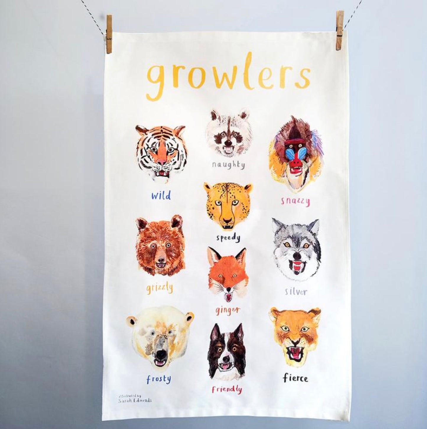 Sarah Edmonds Growlers Tea Towel
