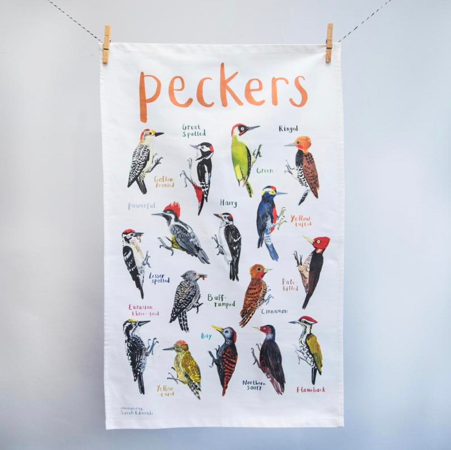 Sarah Edmonds Peckers Tea Towel