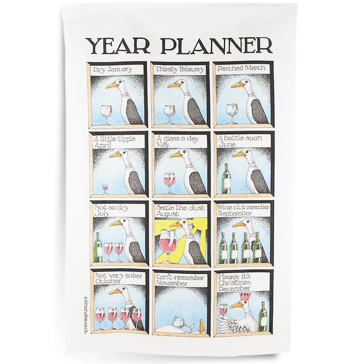 Simon Drew Year Planner Tea Towel
