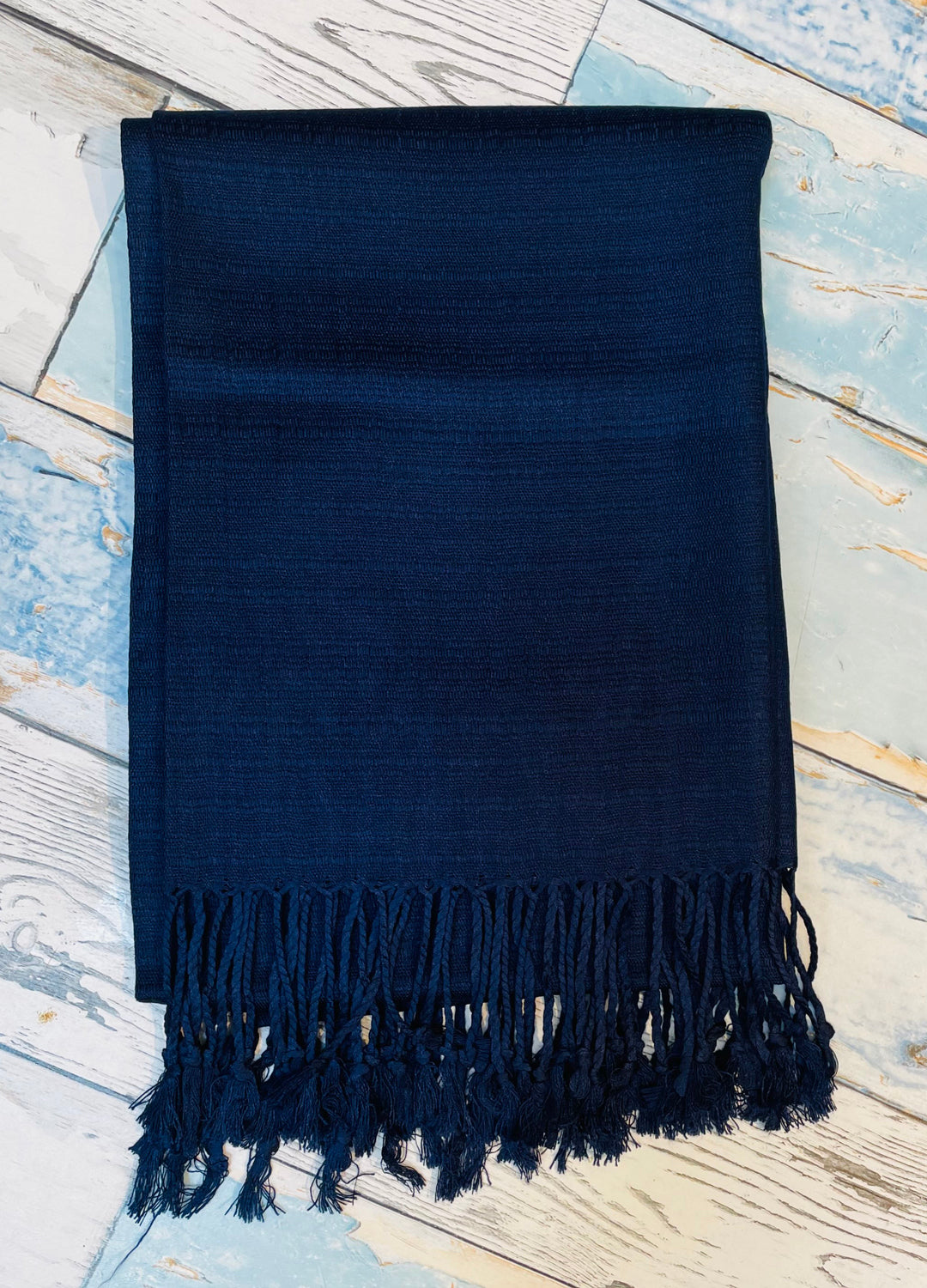 Navy Textured Silk Scarf
